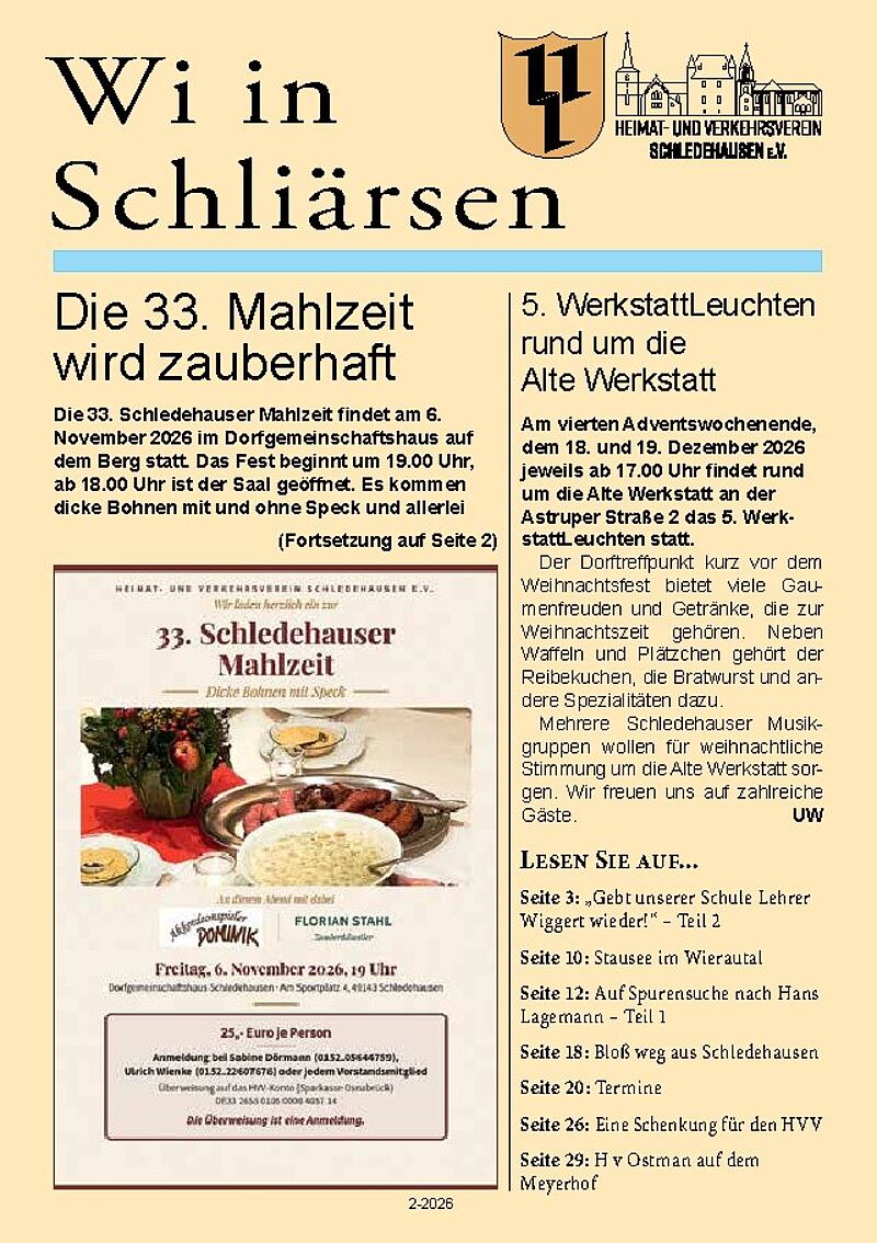 Titelseite Wi in Schliärsen, Heft II 2026